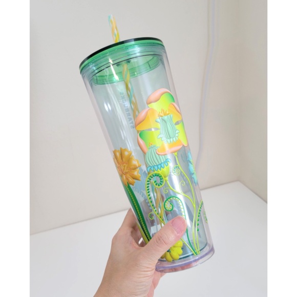 Starbucks Summer 2025 Printed Floral Clear Acrylic Venti 24oz Tumbler Cup - Picture 1 of 8